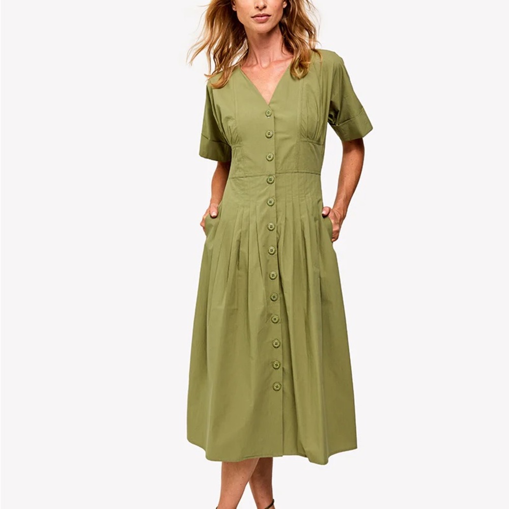 LOULOU DAMOUR CASCAIS Midi Green Dress XS
